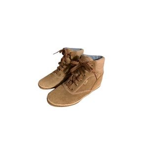 Keds Tan Suede High Top Wedge Sneakers - Women’s Size 8